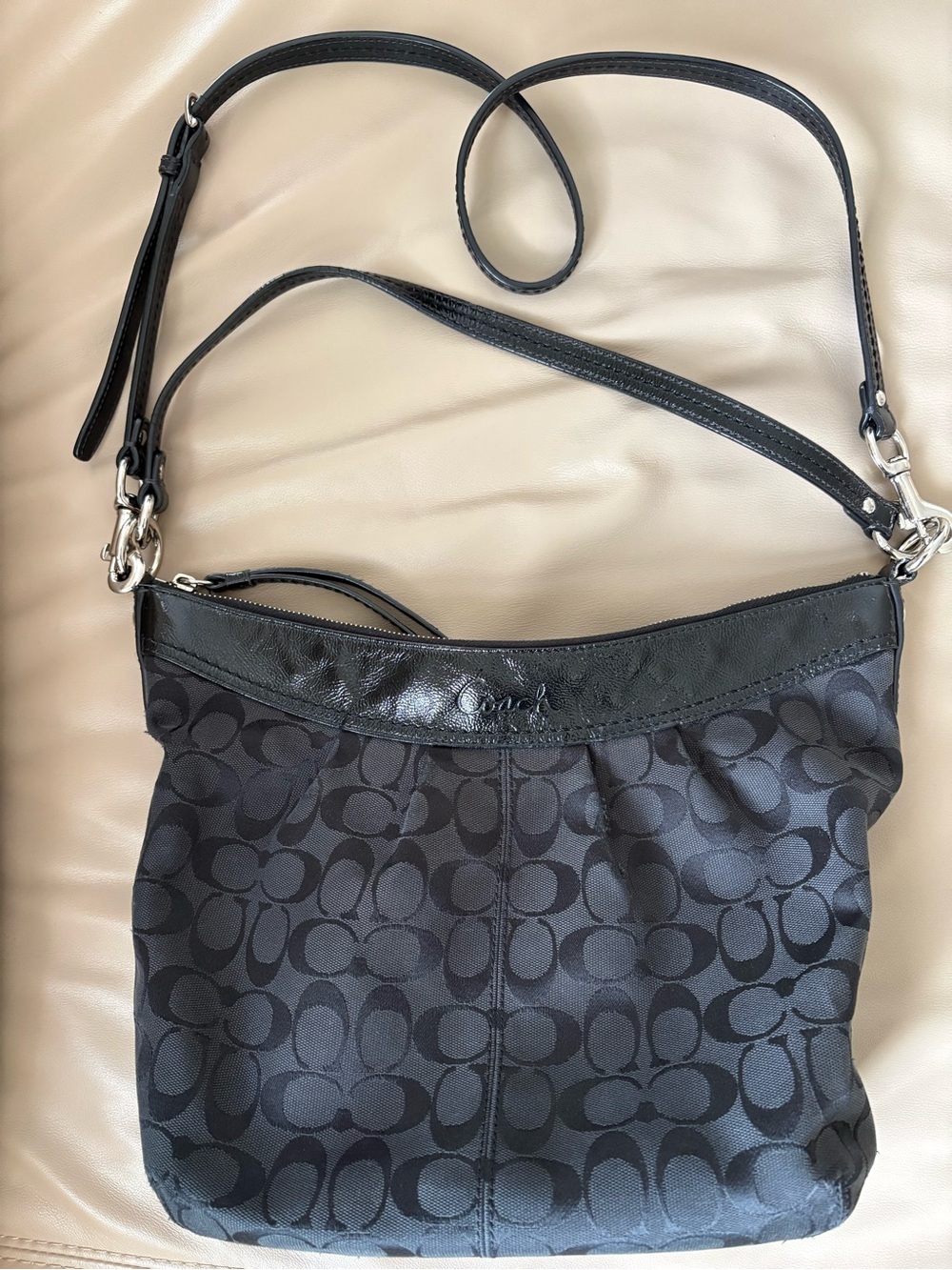 Coach Black Signature Monogram Crossbody Bag